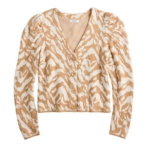 Nine West | Tan and Cream Puff Sleeve Cardigan